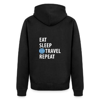 Voyage, tour du monde. Manger, dormir, voyager - Veste à capuche bio Premium Unisexe - noir - Dos - Nico (187cm)