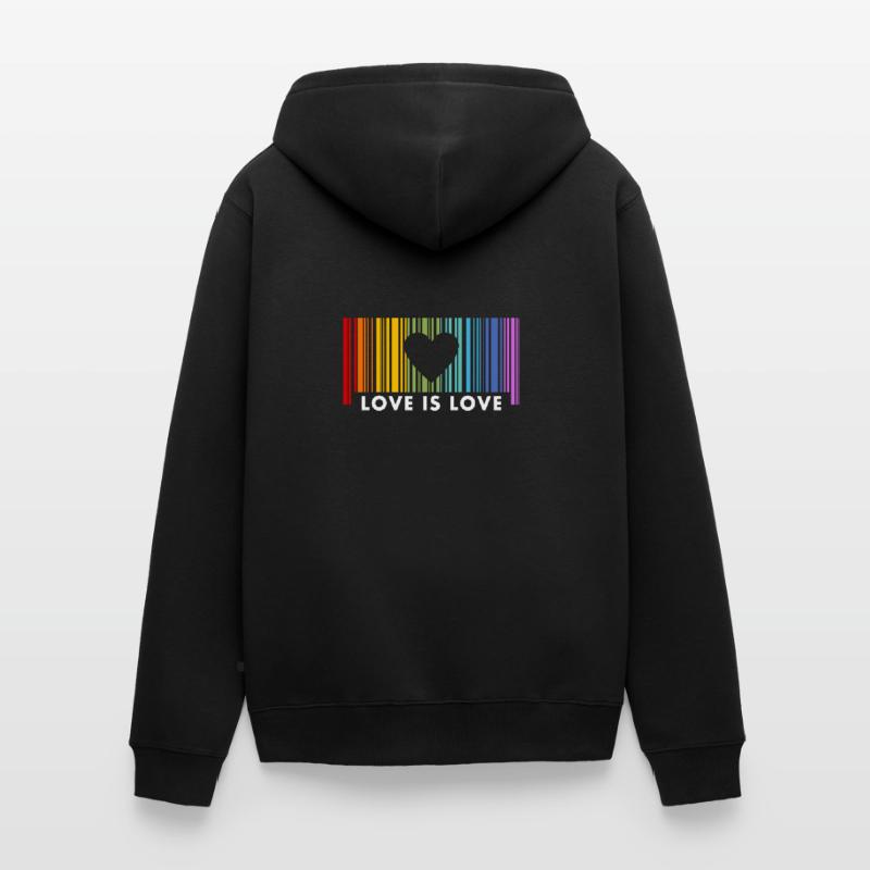 Liebe ist Liebe Regenbogen Barcode Unisex Premium Bio Zip Hoodie