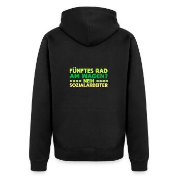 Fünftes Rad Am Wagen? Nein, Sozialarbeiter - Unisex Premium Bio Zip Hoodie - Schwarz - Hinten - Nico (187cm)