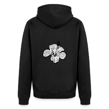 Blume weiß weiße Blume Hibiskus Blüte Muttertag - Unisex Premium Bio Zip Hoodie - Schwarz - Hinten - Nico (187cm)