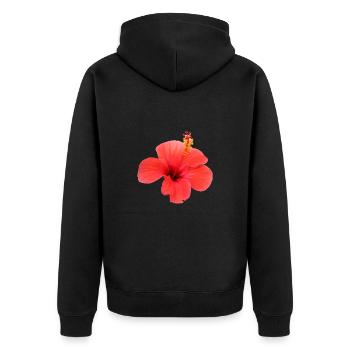 Blume rot rote Blumen rot rote Blumen Hibiskus - Unisex Premium Bio Zip Hoodie - Schwarz - Hinten - Nico (187cm)