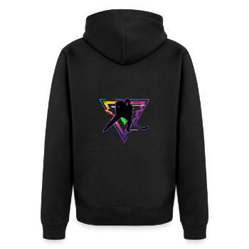 eishockey - Unisex Premium Bio Zip Hoodie - Schwarz - Hinten - Nico (187cm)