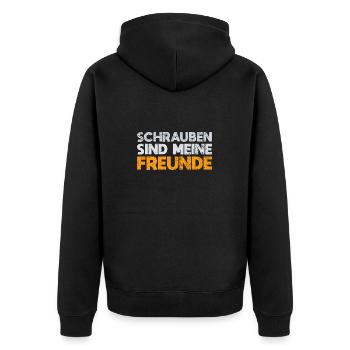 Schrauben Sind Meine Freunde - Unisex Premium Bio Zip Hoodie - Schwarz - Hinten - Nico (187cm)