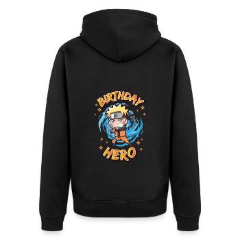 Naruto Shippuden Birthday Hero Geburtstags-Design - Unisex Premium Bio Zip Hoodie - Schwarz - Hinten - Nico (187cm)