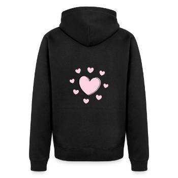 rosarotes Herz Herz rosa Geschenk Valentinstag - Unisex Premium Bio Zip Hoodie - Schwarz - Hinten - Nico (187cm)