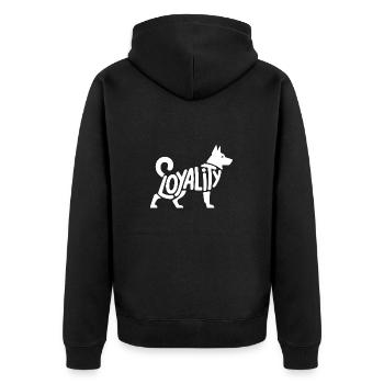 Loyalität - Cooler Hund Haustier Aufkleber - Unisex Premium Bio Zip Hoodie - Schwarz - Hinten - Nico (187cm)