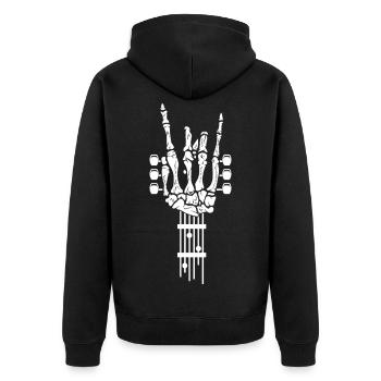 Rock Skelett Hand Musik Gitarre - Unisex Premium Bio Zip Hoodie - Schwarz - Hinten - Nico (187cm)