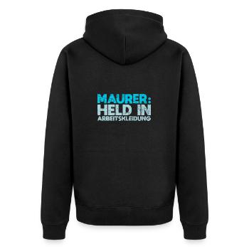 Maurer: Held In Arbeitskleidung - Unisex Premium Bio Zip Hoodie - Schwarz - Hinten - Nico (187cm)