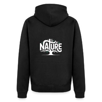 Natur - Coo Tree Logo - Unisex Premium Bio Zip Hoodie - Schwarz - Hinten - Nico (187cm)
