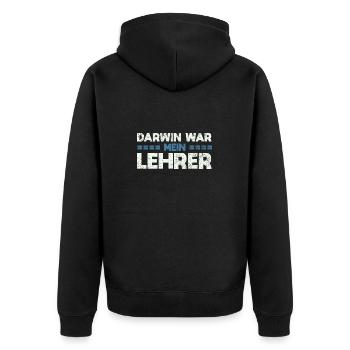Darwin War Mein Lehrer - Unisex Premium Bio Zip Hoodie - Schwarz - Hinten - Nico (187cm)