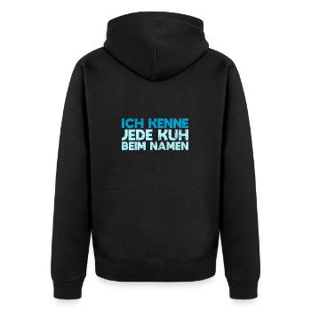 Ich Kenne Jede Kuh Beim Namen - Unisex Premium Bio Zip Hoodie - Schwarz - Hinten - Nico (187cm)