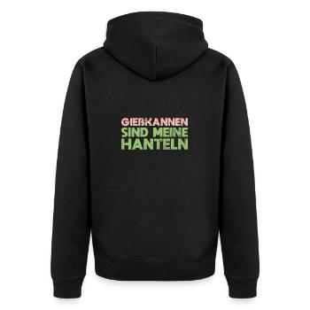 Gießkannen Sind Meine Hanteln - Unisex Premium Bio Zip Hoodie - Schwarz - Hinten - Nico (187cm)