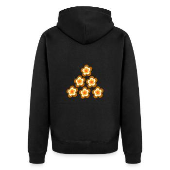 70er Jahre Blume Muster Retro Hippie Flowers Power - Unisex Premium Bio Zip Hoodie - Schwarz - Hinten - Nico (187cm)