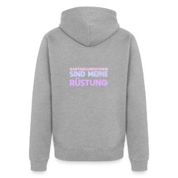 Gartenhandschuhe Sind Meine Rüstung - Unisex Premium Bio Zip Hoodie - Grau meliert - Hinten - Nico (187cm)