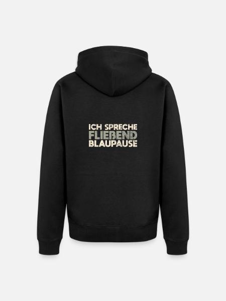 Ich Spreche Fließend Blaupause - Unisex Premium Bio Zip Hoodie - Schwarz