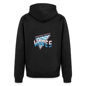 Le bonheur vient par vagues Summer Beach Retro Surf - Veste à capuche bio Premium Unisexe - noir - Dos - Nico (187cm)