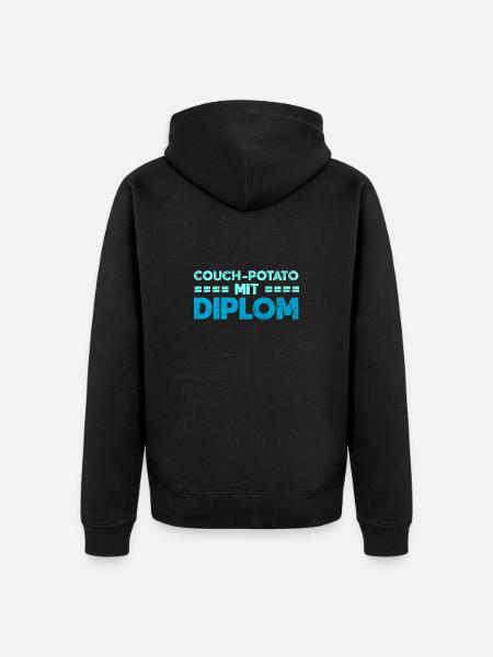 Couch-Potato Mit Diplom - Unisex Premium Bio Zip Hoodie - Schwarz