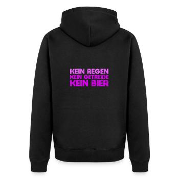 Kein Regen, Kein Getreide, Kein Bier - Unisex Premium Bio Zip Hoodie - Schwarz - Hinten - Nico (187cm)