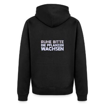 Ruhe Bitte, Die Pflanzen Wachsen - Unisex Premium Bio Zip Hoodie - Schwarz - Hinten - Nico (187cm)