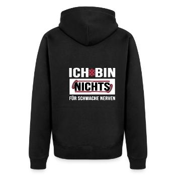 floorball unihockey floorballspieler bandy - Unisex Premium Bio Zip Hoodie - Schwarz - Hinten - Nico (187cm)