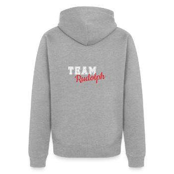 Équipe Rudolph - Veste à capuche bio Premium Unisexe - gris chiné - Dos - Nico (187cm)