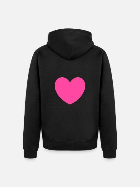 Saint-Valentin Cœur Rose, St.valentin - Veste à capuche bio Premium Unisexe - noir
