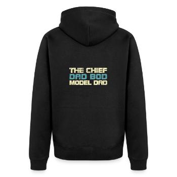 The Chief Dad Bod Model Dad - Unisex Premium Bio Zip Hoodie - Schwarz - Hinten - Nico (187cm)