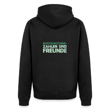 Buchhaltung: Zahlen Sind Freunde - Unisex Premium Bio Zip Hoodie - Schwarz - Hinten - Nico (187cm)