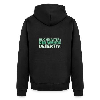Buchhalter: Der Wahre Detektiv - Unisex Premium Bio Zip Hoodie - Schwarz - Hinten - Nico (187cm)