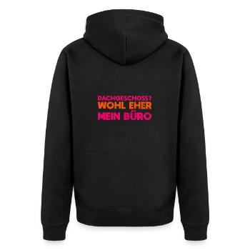 Dachgeschoss? Wohl Eher Mein Büro - Unisex Premium Bio Zip Hoodie - Schwarz - Hinten - Nico (187cm)