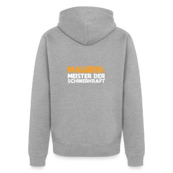 Maurer: Meister Der Schwerkraft - Unisex Premium Bio Zip Hoodie - Grau meliert - Hinten - Nico (187cm)