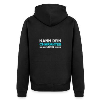 Retusche Kann Dein Charakter Nicht Fixieren - Unisex Premium Bio Zip Hoodie - Schwarz - Hinten - Nico (187cm)