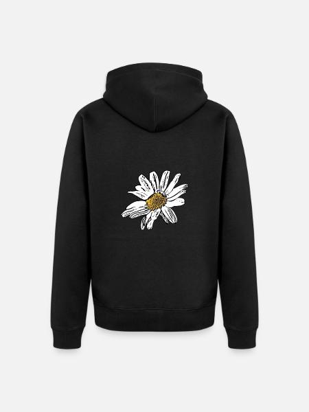 Cadeau de fleurs blanches - Veste à capuche bio Premium Unisexe - noir