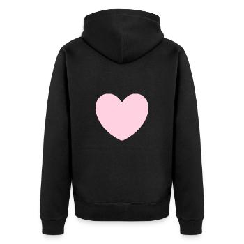 rosarotes Herz Herz rosa Geschenk Valentinstag - Unisex Premium Bio Zip Hoodie - Schwarz - Hinten - Nico (187cm)