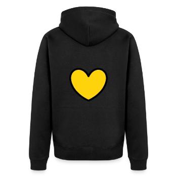 gelbes Herz gelb Valentinstag - Unisex Premium Bio Zip Hoodie - Schwarz - Hinten - Nico (187cm)