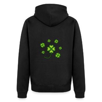 St Patricks Day Kleeblätter - Unisex Premium Bio Zip Hoodie - Schwarz - Hinten - Nico (187cm)