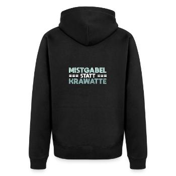 Mistgabel Statt Krawatte - Unisex Premium Bio Zip Hoodie - Schwarz - Hinten - Nico (187cm)
