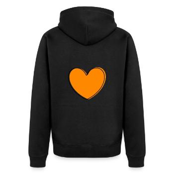 Coeur orange Cadeau orange Saint-Valentin - Veste à capuche bio Premium Unisexe - noir - Dos - Nico (187cm)