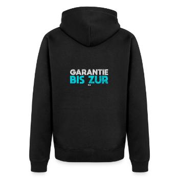 Garantie Bis Zur Tür - Unisex Premium Bio Zip Hoodie - Schwarz - Hinten - Nico (187cm)