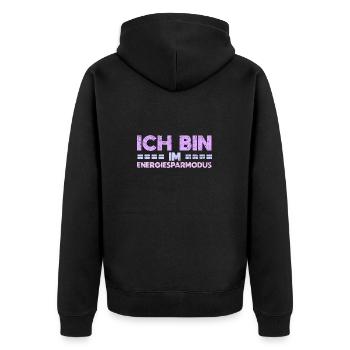 Ich Bin Im Energiesparmodus - Unisex Premium Bio Zip Hoodie - Schwarz - Hinten - Nico (187cm)