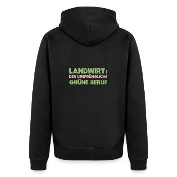 Landwirt: Der Ursprüngliche Grüne Beruf - Unisex Premium Bio Zip Hoodie - Schwarz - Hinten - Nico (187cm)