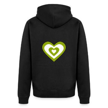 coeur vert coeurs verts couple cadeau - Veste à capuche bio Premium Unisexe - noir - Dos - Nico (187cm)