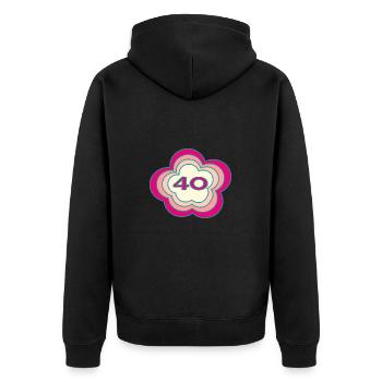 40. 40 JAHRE. 40-JÄHRIGES JUBILÄUM. GEBURTSTAG 40 JAHRE. - Unisex Premium Bio Zip Hoodie - Schwarz - Hinten - Nico (187cm)