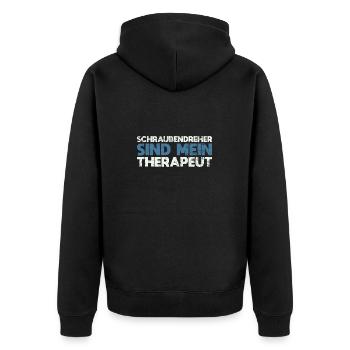 Schraubendreher Sind Mein Therapeut - Unisex Premium Bio Zip Hoodie - Schwarz - Hinten - Nico (187cm)