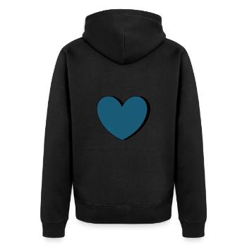blaues Herz Valentinstag - Unisex Premium Bio Zip Hoodie - Schwarz - Hinten - Nico (187cm)
