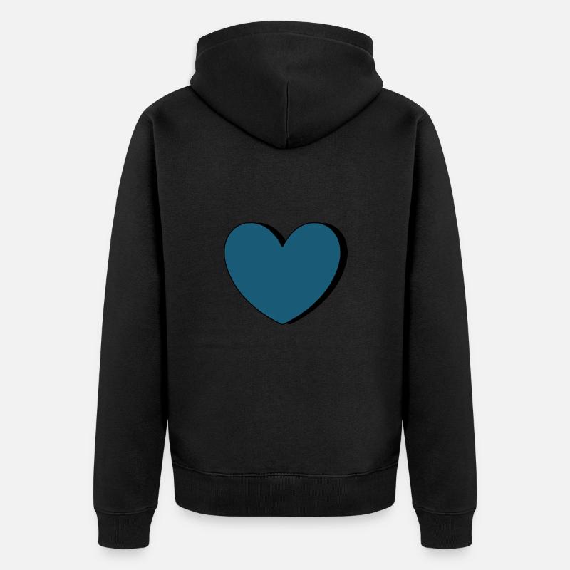 Coeur bleu Saint-Valentin - Veste à capuche bio Premium Unisexe - noir