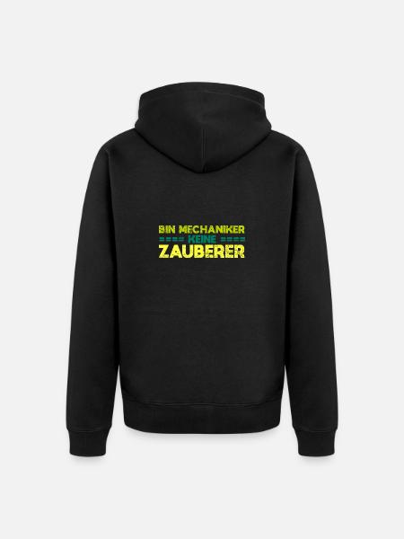 Bin Mechaniker, Keine Zauberer - Unisex Premium Bio Zip Hoodie - Schwarz
