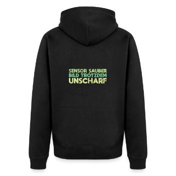 Sensor Sauber, Bild Trotzdem Unscharf - Unisex Premium Bio Zip Hoodie - Schwarz - Hinten - Nico (187cm)