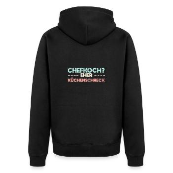 Chefkoch? Eher Küchenschreck - Unisex Premium Bio Zip Hoodie - Schwarz - Hinten - Nico (187cm)