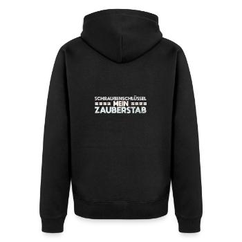 Schraubenschlüssel: Mein Zauberstab - Unisex Premium Bio Zip Hoodie - Schwarz - Hinten - Nico (187cm)